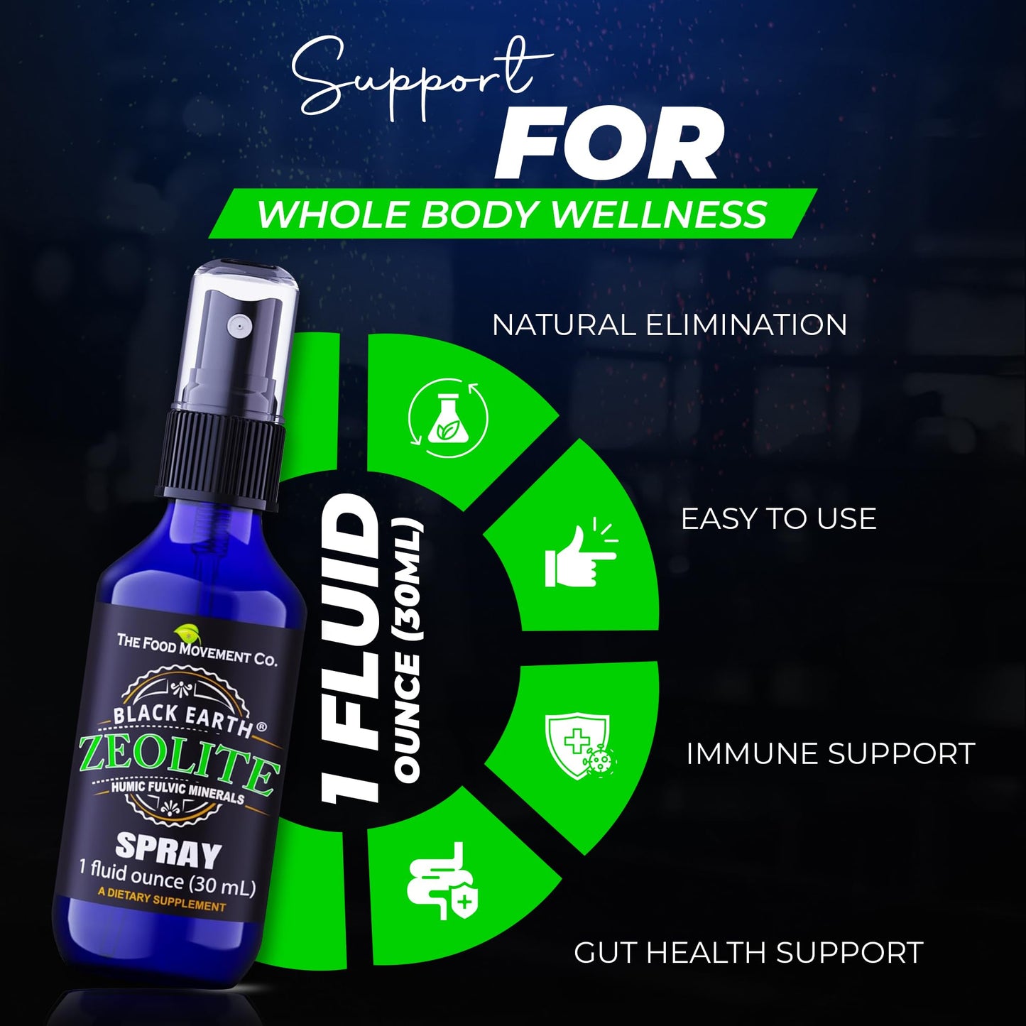Black Earth Zeolite with Humic Fulvic Acids, Trace Minerals, for Adults and Kids Supports Gut Health, Immune Support, Digestion and Elimination and More 1oz Liquid Pump Spray Supplement Nirvana Guru