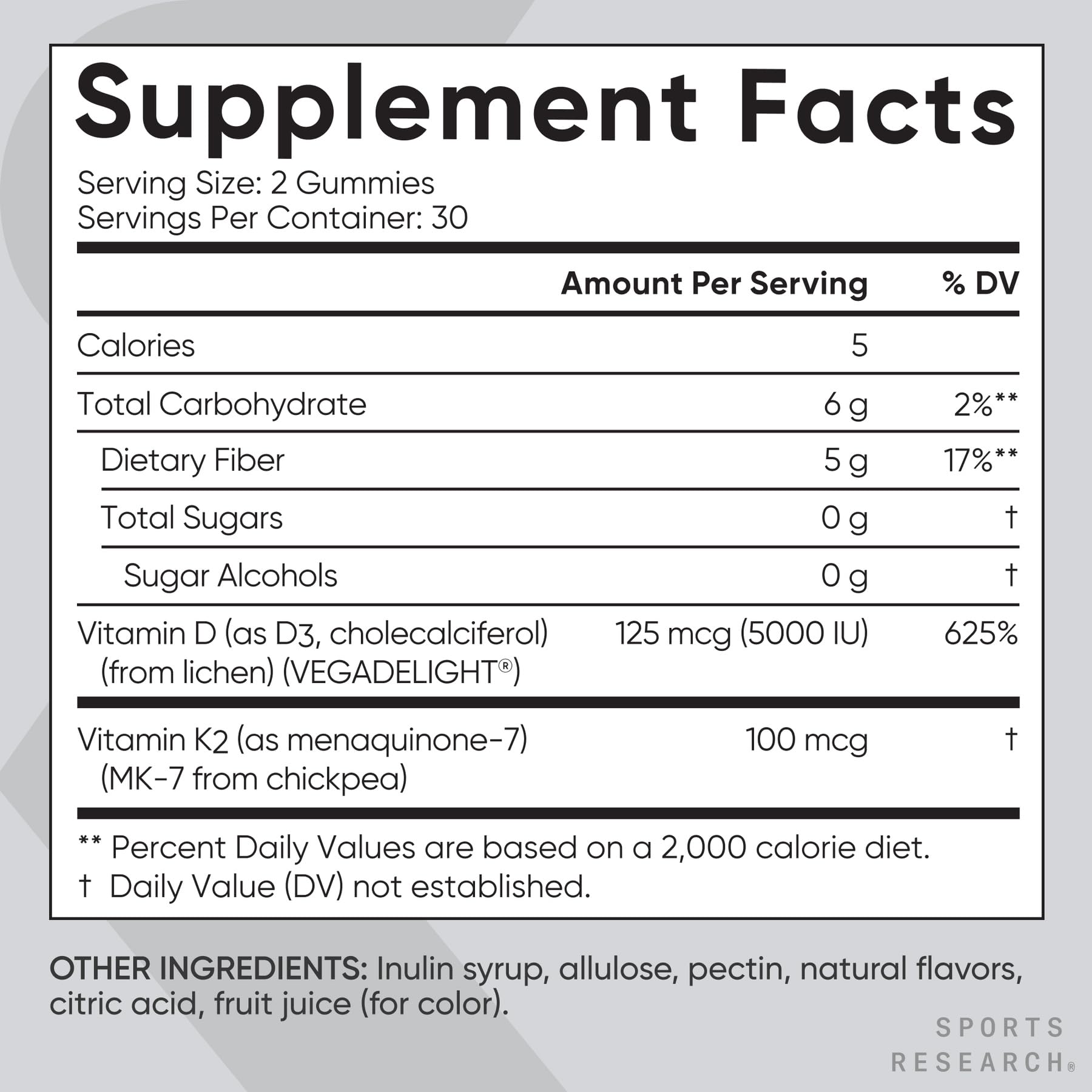 Sports Research® Vitamin D3 + K2 with Coconut MCT Oil | Vegan D3 2500iu (62.5mcg) & Plant Based Vitamin K2 100mcg | Vegan Certified, Soy & Gluten Free - 60 Softgels - Nirvana Guru