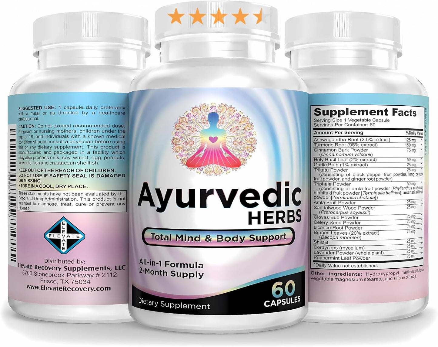 2-Month Ayurvedic Herbs (All-in-1) Supplement Blend - Ayurveda Mind Body Spirit Herbal Complex Pills with 17 Active Ingredients - Natural Ayurvedic Supplements | 60-Day Supply | 60 Capsules Nirvana Guru