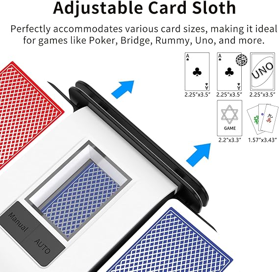 Automatic Card Shuffler with Dual Modes, Rechargeable 1-2 Deck Card Shuffle Machine, Low Noise Operation Card Shuffler for Poker, UNO, Blackjack, Skip-Bo, Phase 10 Nirvana Guru