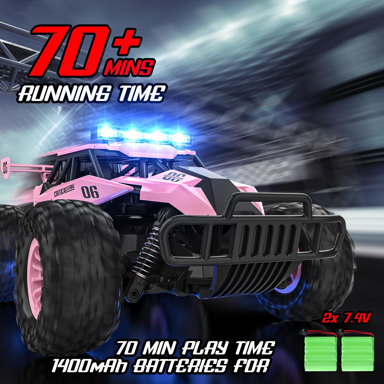 BLUEJAY Remote Control Car, 2.4GHz High Speed 33KM/H RC Cars Toys, 1:12 Monster RC Truck Off Road with LED Headlight and Rechargeable Battery Gifts for Adults Boys 8-12 Nirvana Guru