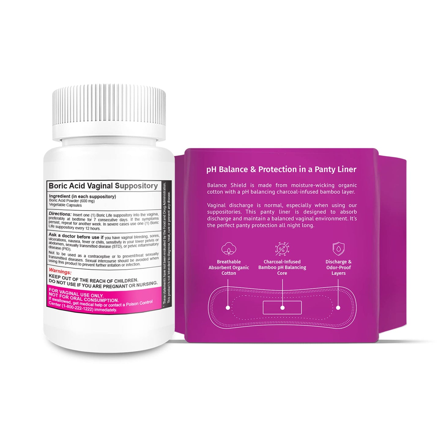 NutraBlast Boric Acid Vaginal Suppositories - 100% Pure Made in USA - Boric Life Intimate Health Support (30 Count)