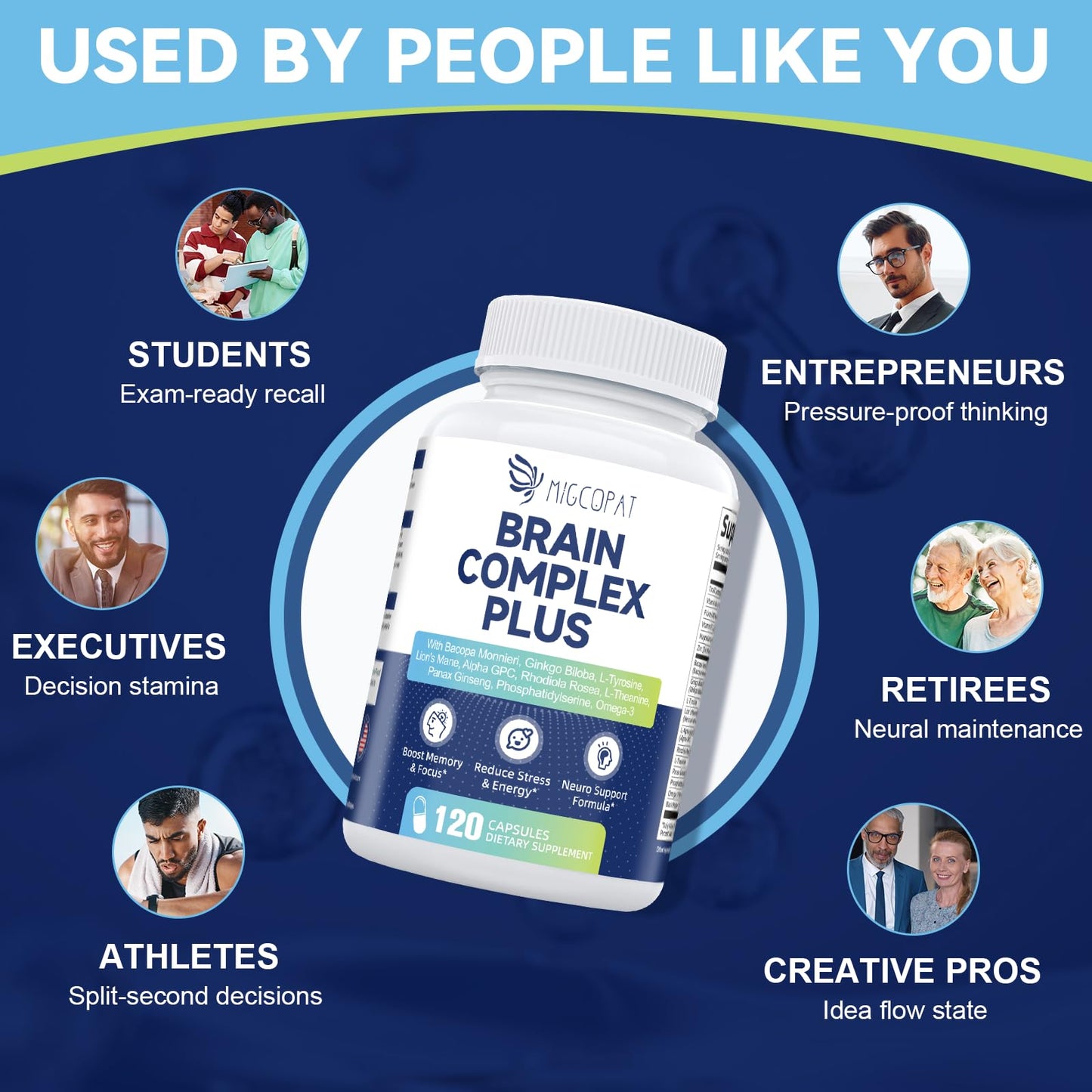 Brain Supplements for Memory & Focus - Nootropic with Bacopa Monnieri, Lion's Mane, Alpha GPC, Phosphatidylserine | Supports Mental Clarity & Cognitive Function | Vitamin B6 & B12-120 Capsules - Nirvana Guru