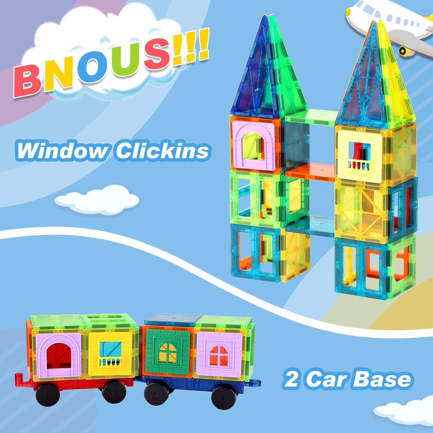 Magnetic Tiles,104PCS Magnetic Building Tiles for Kids, Educational Magnetic Stacking Blocks, Magnets Construction Toys, Christmas Toy Gift for Toddlers,Kids Boys and Girls 3 4 5 6 7 8 9+Year Nirvana Guru