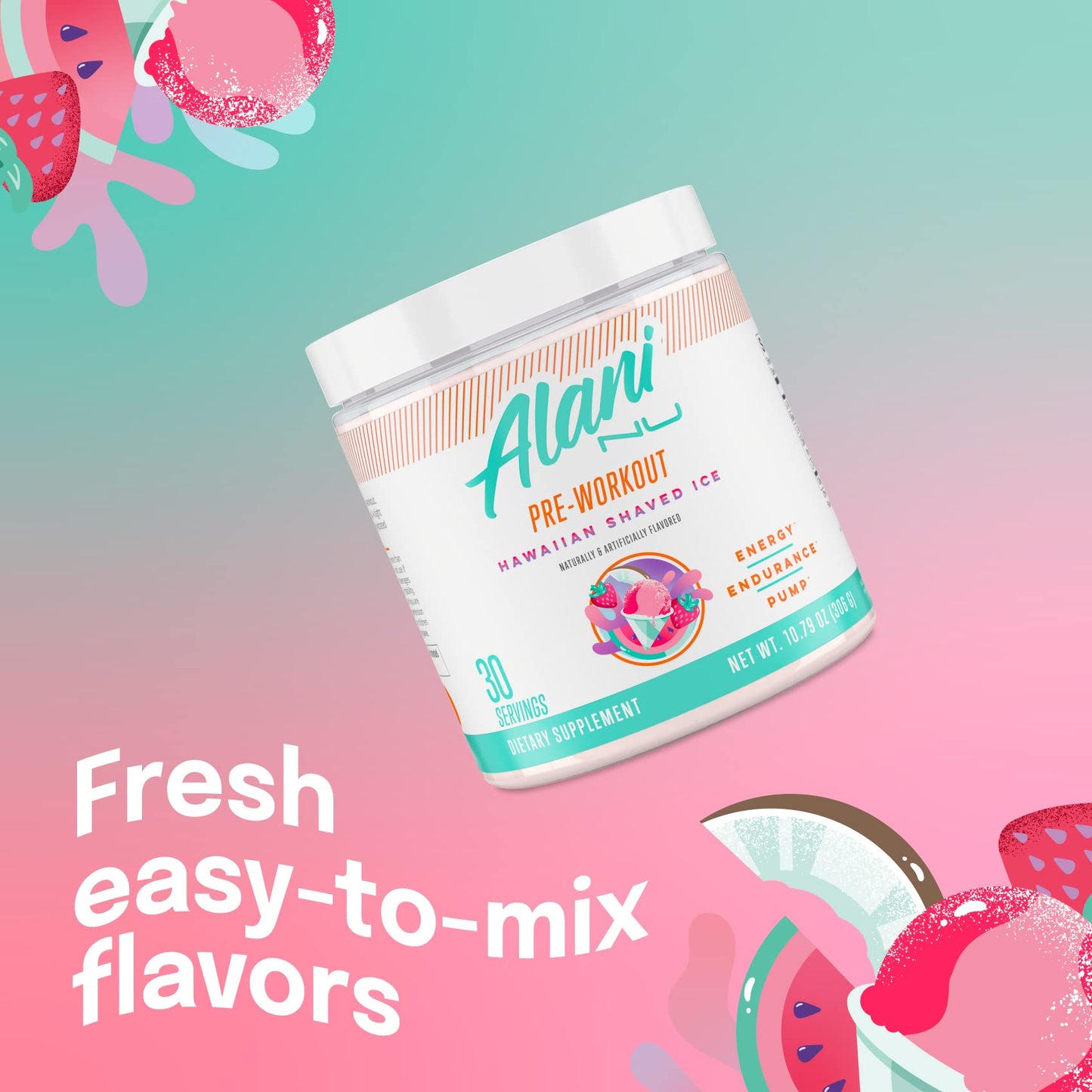 Alani Nu Pre Workout Powder Hawaiian Shaved ICE, Amino Energy Boost, Endurance Supplement, Sugar Free, 200mg Caffeine, L-Theanine, Beta-Alanine, L-Citrulline, 30 Servings Nirvana Guru