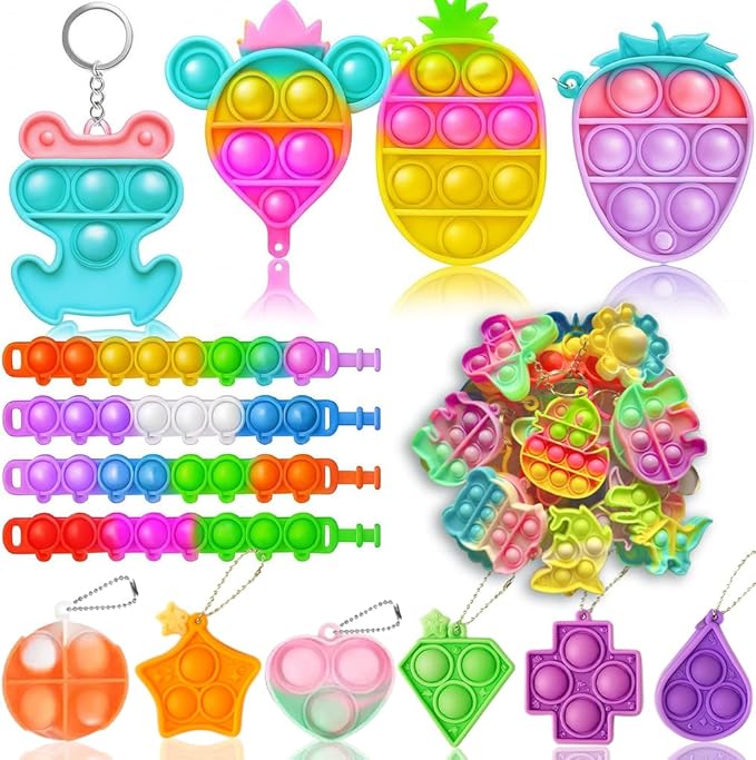 125 Pcs Party Favors Fidget Toys Pack, Randomly Selected Pop Sensory Set Gifts Stickers for Kids Adults Boy Girl Stocking Stuffers Autistic Bulk Goodie Bag Filler Treasure Box Classroom Prizes School nirvanaguru