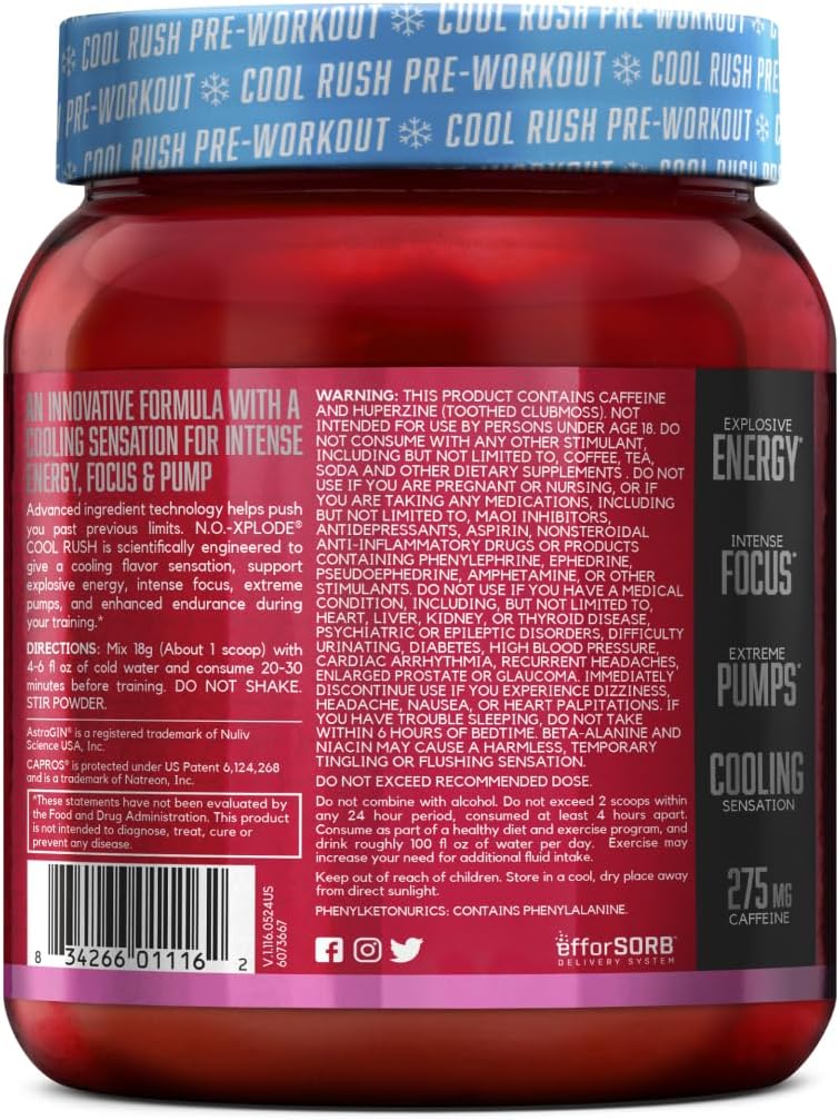 BSN N.O.-XPLODE Pre Workout Powder, Energy Supplement for Men and Women with Creatine and Beta-Alanine, Flavor: Fruit Punch, 30 Servings Nirvana Guru