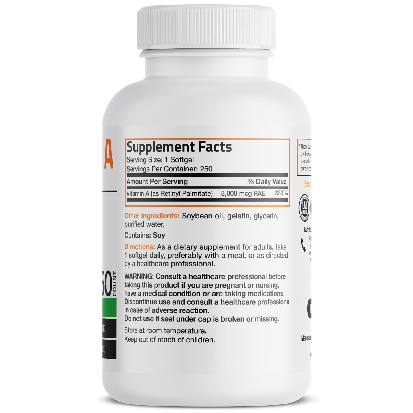 Bronson Vitamin A 10,000 IU Premium Non-GMO Formula Supports Healthy Vision & Immune System and Healthy Growth & Reproduction, 250 Softgels Nirvana Guru