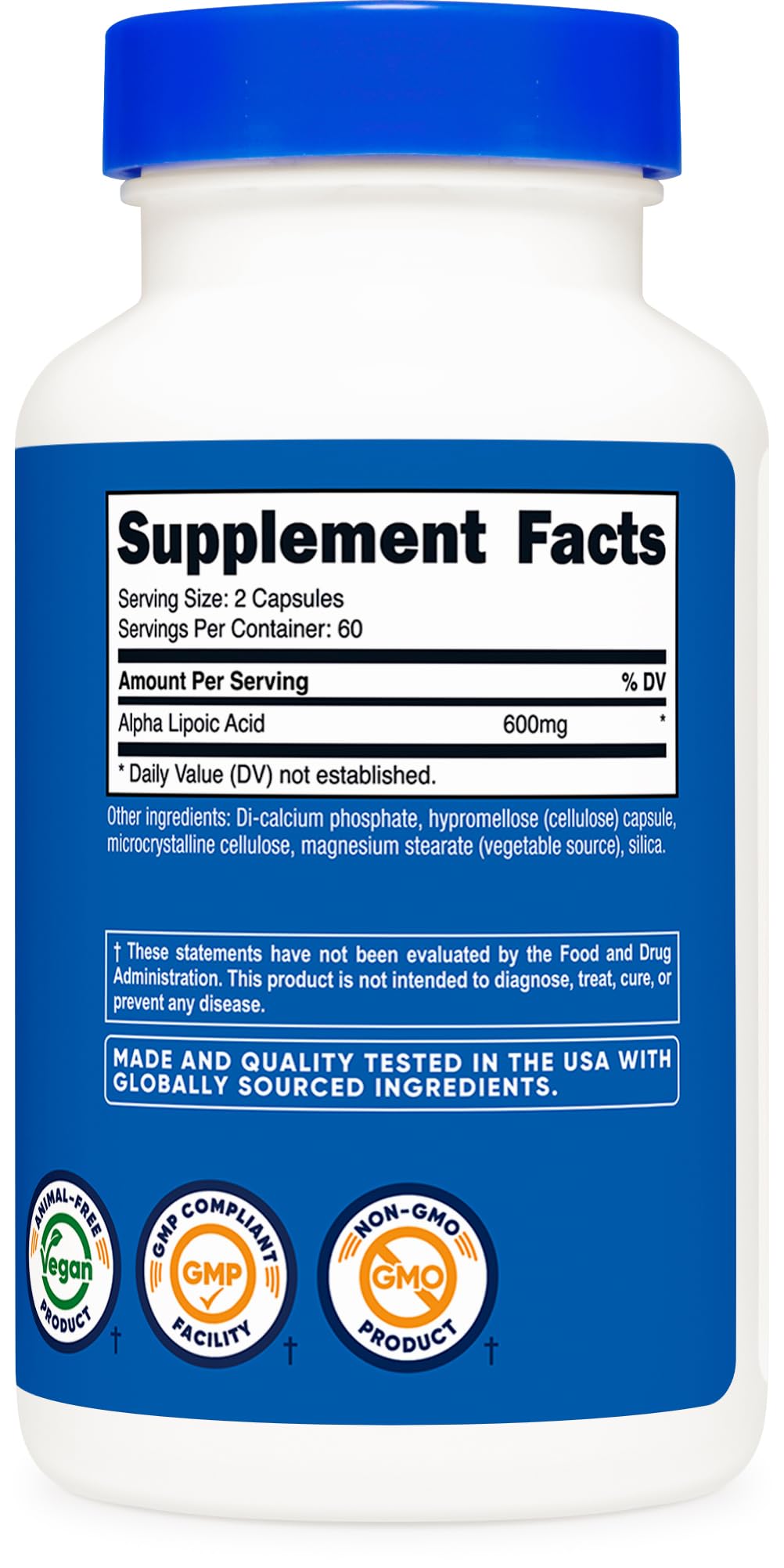 Nutricost Alpha Lipoic Acid 600mg Per Serving, 240 Capsules - Gluten Free, Vegetarian Capsules, Soy Free & Non-GMO