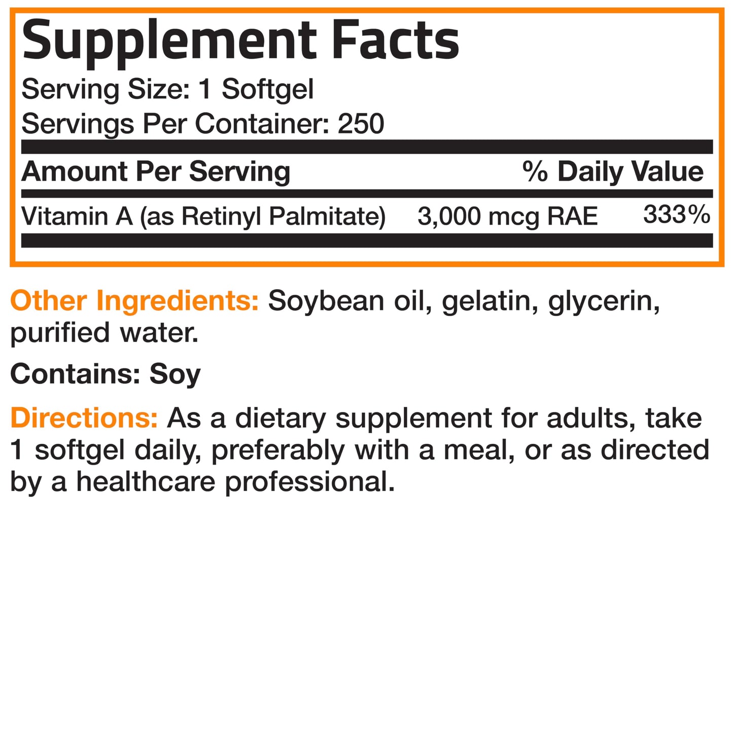 Bronson Vitamin A 10,000 IU Premium Non-GMO Formula Supports Healthy Vision & Immune System and Healthy Growth & Reproduction, 250 Softgels Nirvana Guru
