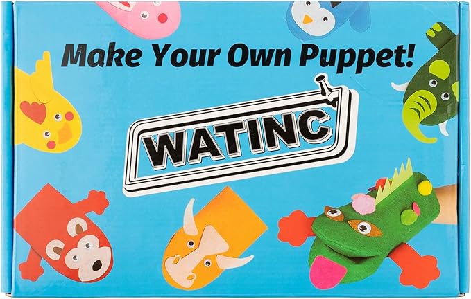WATINC 6Pcs Hand Puppet Making Kit, Art Craft Felt Sock Puppet Toys, Creative DIY Make Your Own Pompoms Wiggle Googly Eyes Storytelling Role Play Party Supplies Gift for Girls Boys (Animals) nirvanaguru