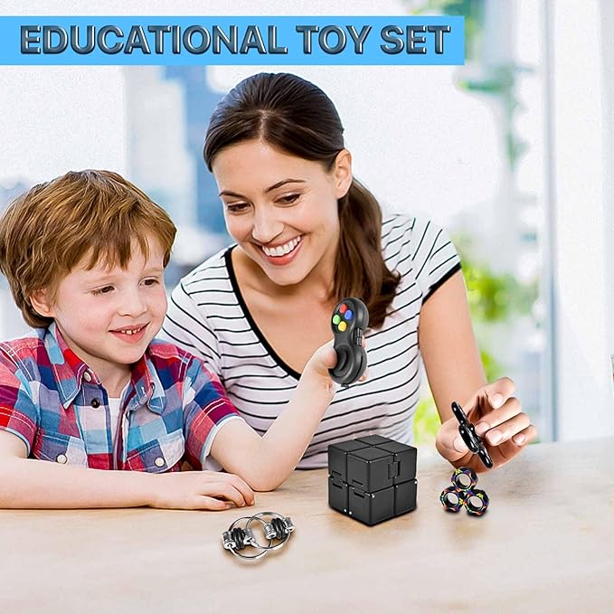 5PC Fidget Toys Adults Set Fidgets for Classroom Must Have Autism Sensory Pack Figette Cube ADHD Special Treasure Prize Tool Stress Relief Desk Cool Gadget for Kids Teen Christmas Stocking Stuffer nirvanaguru