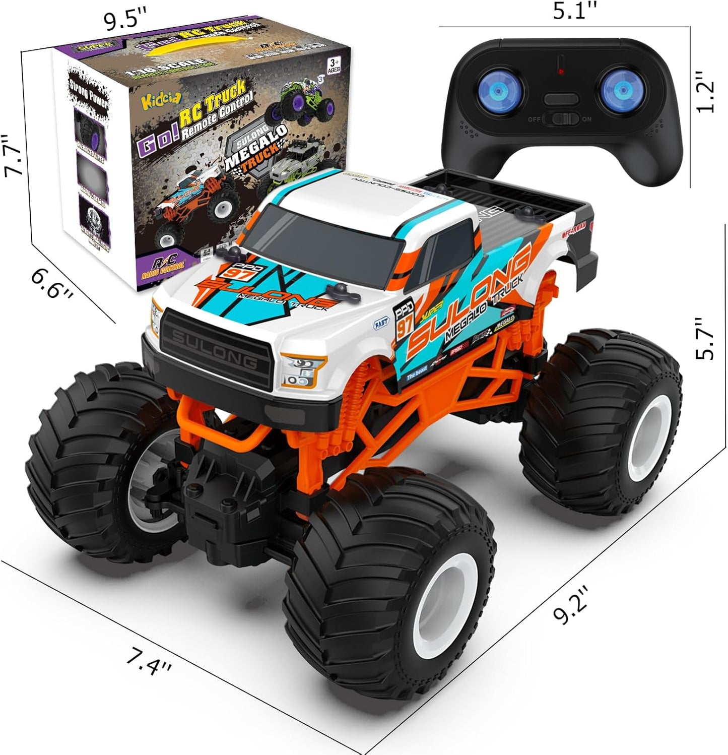 1:16 Scale RC Monster Truck - 2.4GHz All Terrain Car for Kids 4-12, 20 Km/h Off Road RC Truck, Christmas or Birthday Gift Nirvana Guru