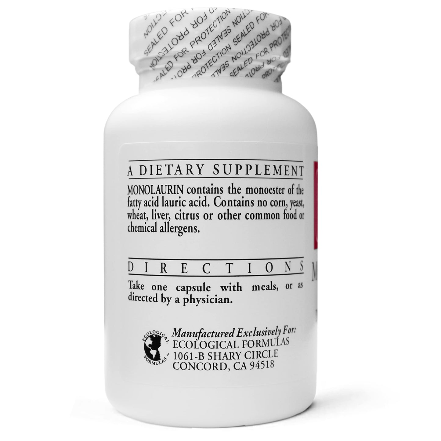 Ecological Formulas 600 mg Monolaurin - Two Individually Sealed Bottles 180 Count - Nirvana Guru