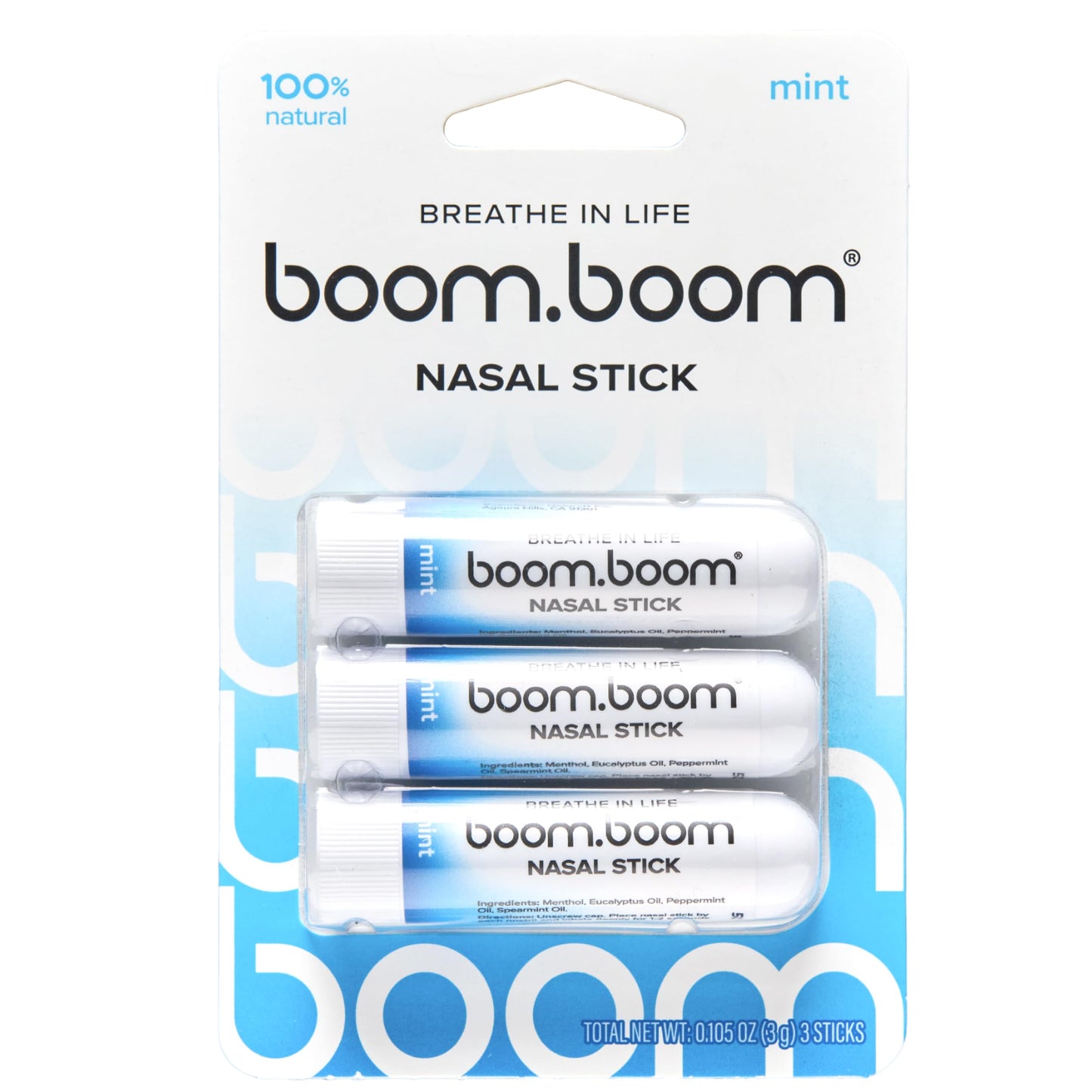 BoomBoom Nasal Stick | Vapor Flow Technology | Cool Refreshing Sensation | Natural Mood Boost | Simple Ingredients | Essential Oils + Menthol Inhaler (Mint, Wintermint, Tropical, Lavender) Nirvana Guru