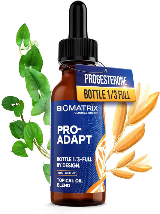 BioMatrix Progesterone, Micronized with Rice Bran Oil and Vitamin E | Bottle is 1/3 Full by Design Pro-Adapt 15 ml | 30-60 Day Supply Nirvana Guru