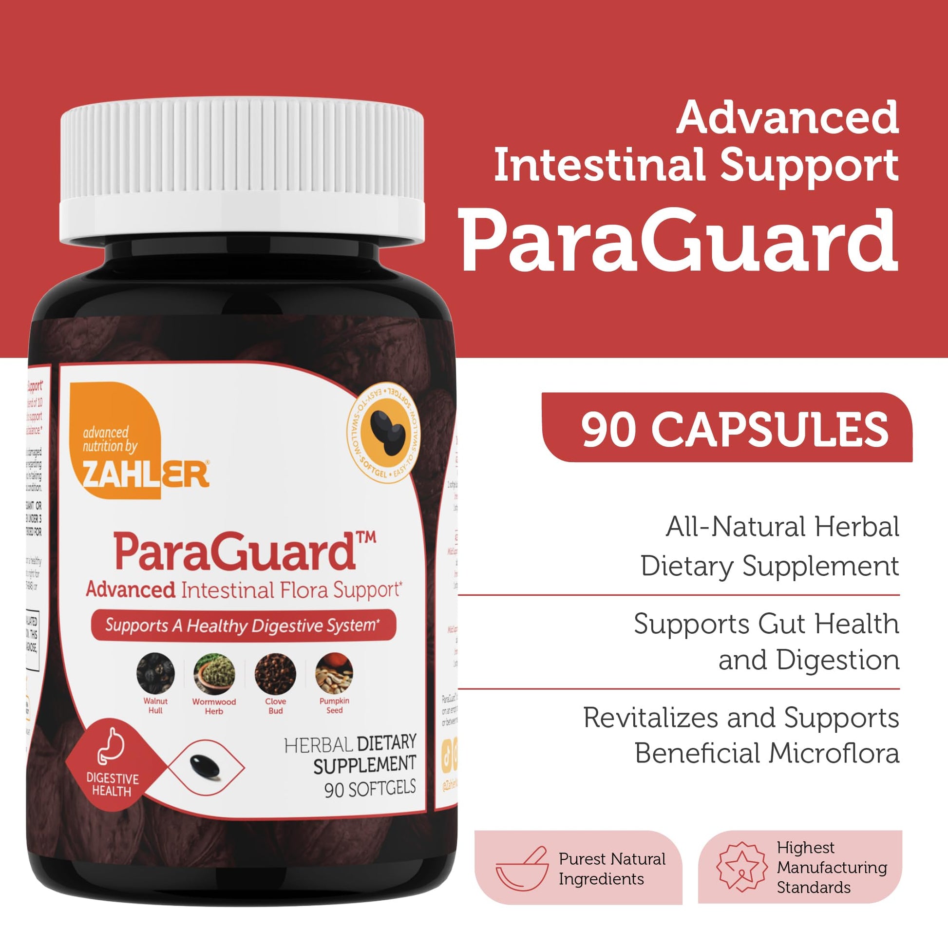 Zahler - ParaGuard Liquid Drops - Gut Health Supplement - Formula has Wormwood, Garlic Bulb, Pumpkin Seed, Clove & More - Natural Support for Humans - Certified Kosher (4 Oz) (4 oz., Drop) - Nirvana Guru
