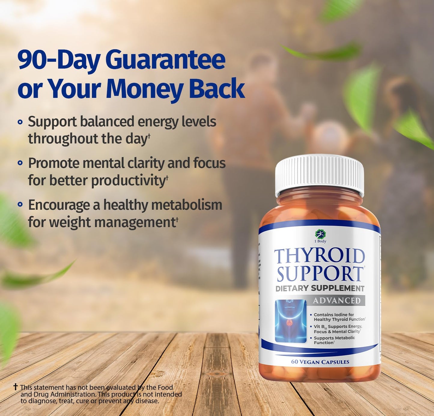 1 Body Thyroid Support Supplement with Iodine, B12, Zinc, Selenium, Ashwagandha, Non-GMO, Vegetarian, 30 Day Supply Nirvana Guru