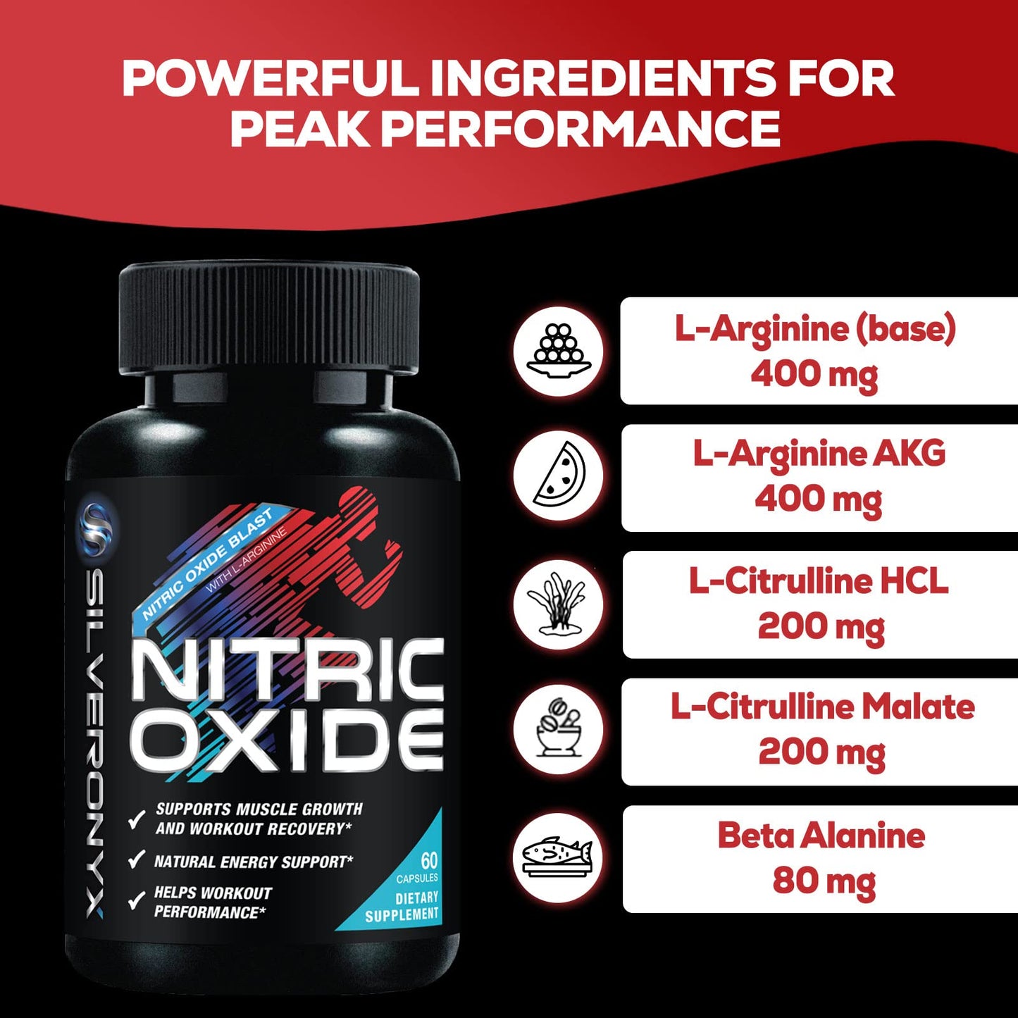Extra Strength Nitric Oxide Supplement 3X Strength L Arginine, Citrulline Malate, AAKG, Beta Alanine - Premium Muscle Supporting Nitric Booster - Natural Energy & Heart Health Support - 180 Capsules Nirvana Guru