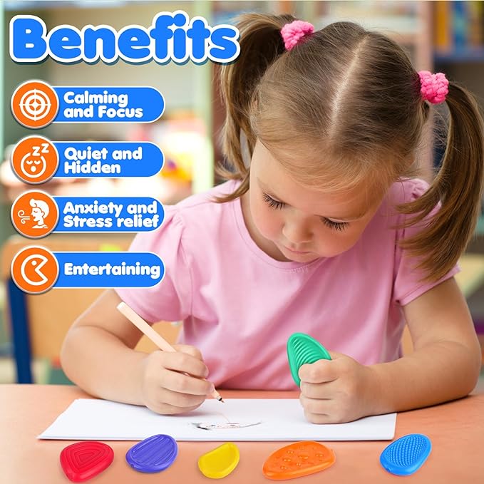 Fidget Toys Sensory Stone for Kids: 6 Pack Textured Soft Worry Stone for Autism Kids Calming - Fidget Stress Toys for Students Anxiety Relief - Small Prizes Fidget Toys nirvanaguru