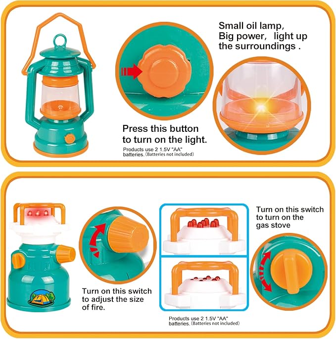 FUN LITTLE TOYS Pop Up Play Tent with Camping Gear and Tools Set, Outdoor Toys for Kids Nirvana Guru