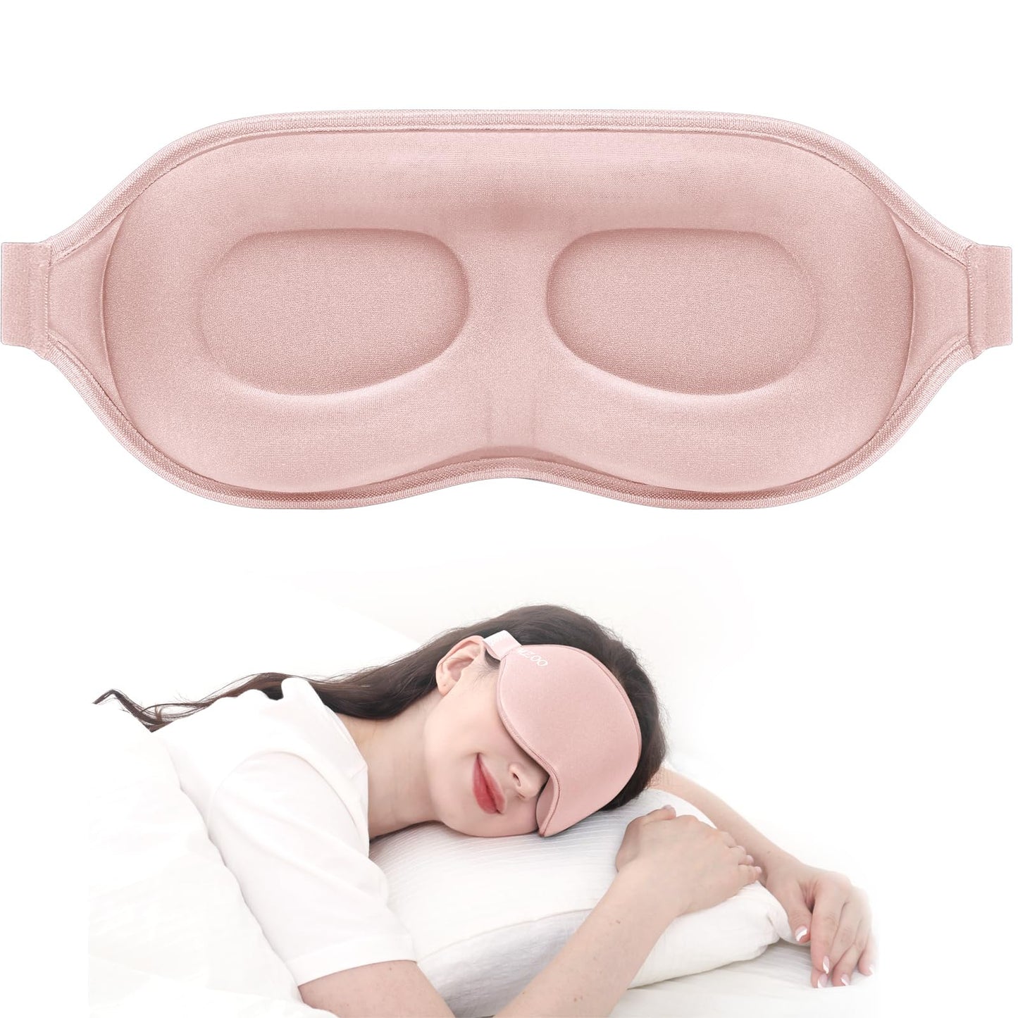 MZOO Sleep Eye Mask for Side Sleeper Men Women, Zero Eye Pressure 3D Sleeping Mask, Light Blocking Patented Design Night Blindfold, Soft Eye Shade Cover for Travel, Black