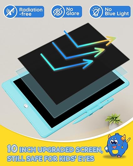 TEKFUN LCD Writing Tablet Doodle Board, 10inch Colorful Drawing Tablet Writing Pad, Kids Travel Essentials, Toddler Toys for 3 4 5 6 7 8 Year Old Girls Boys (Blue) nirvanaguru