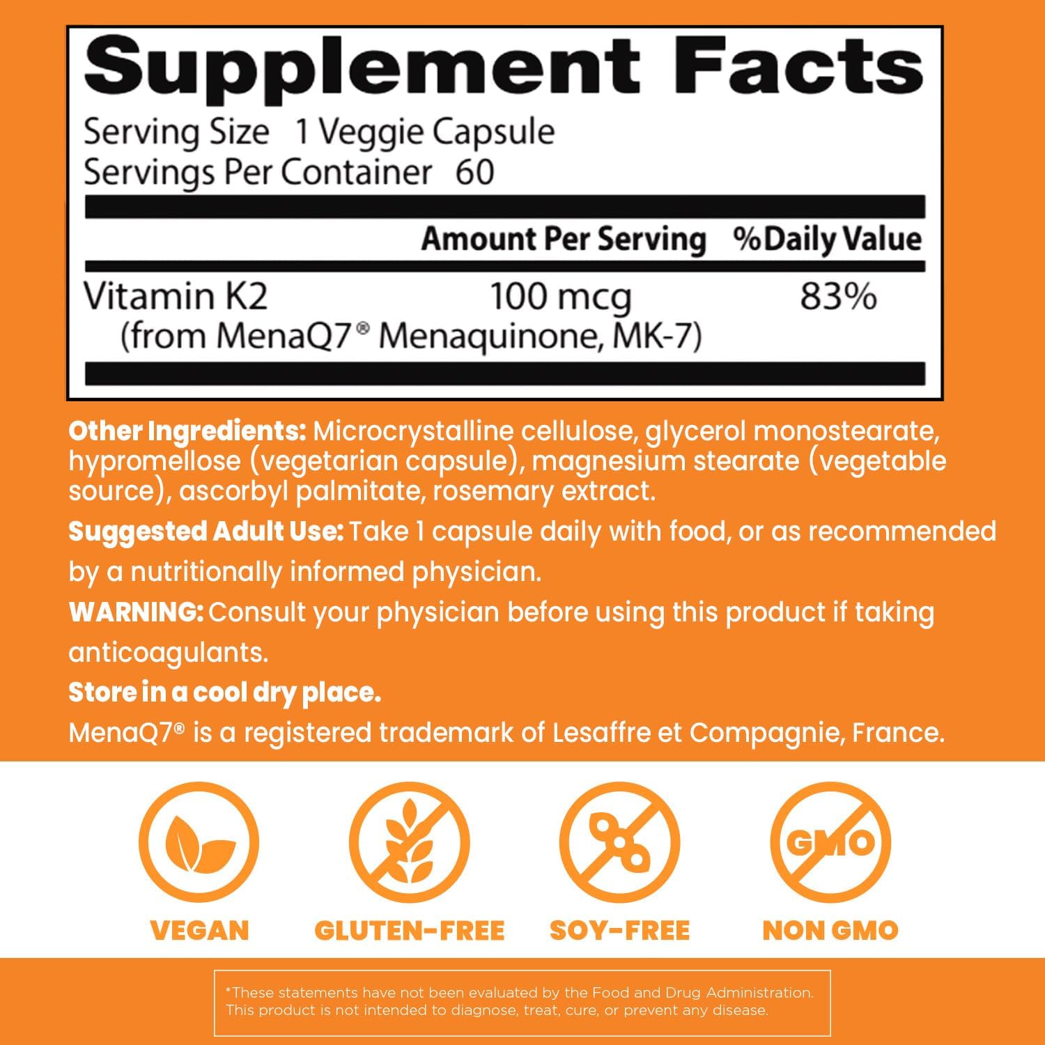 Doctor's Best Natural Vitamin K2 Mk-7 with MenaQ7, 100mcg Vitamin K2 Supplement Supports Bone Health, Non-GMO, 60 Veggie Capsules - Nirvana Guru