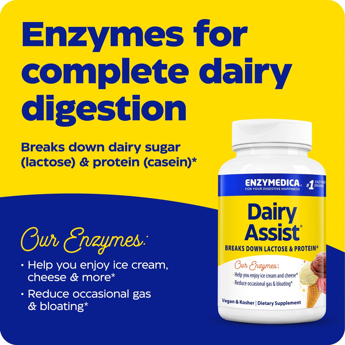 Enzymedica, DairyAssist, Digestive Enzymes for Complete Dairy Digestion & Lactose Intolerance, 30 Count - Nirvana Guru