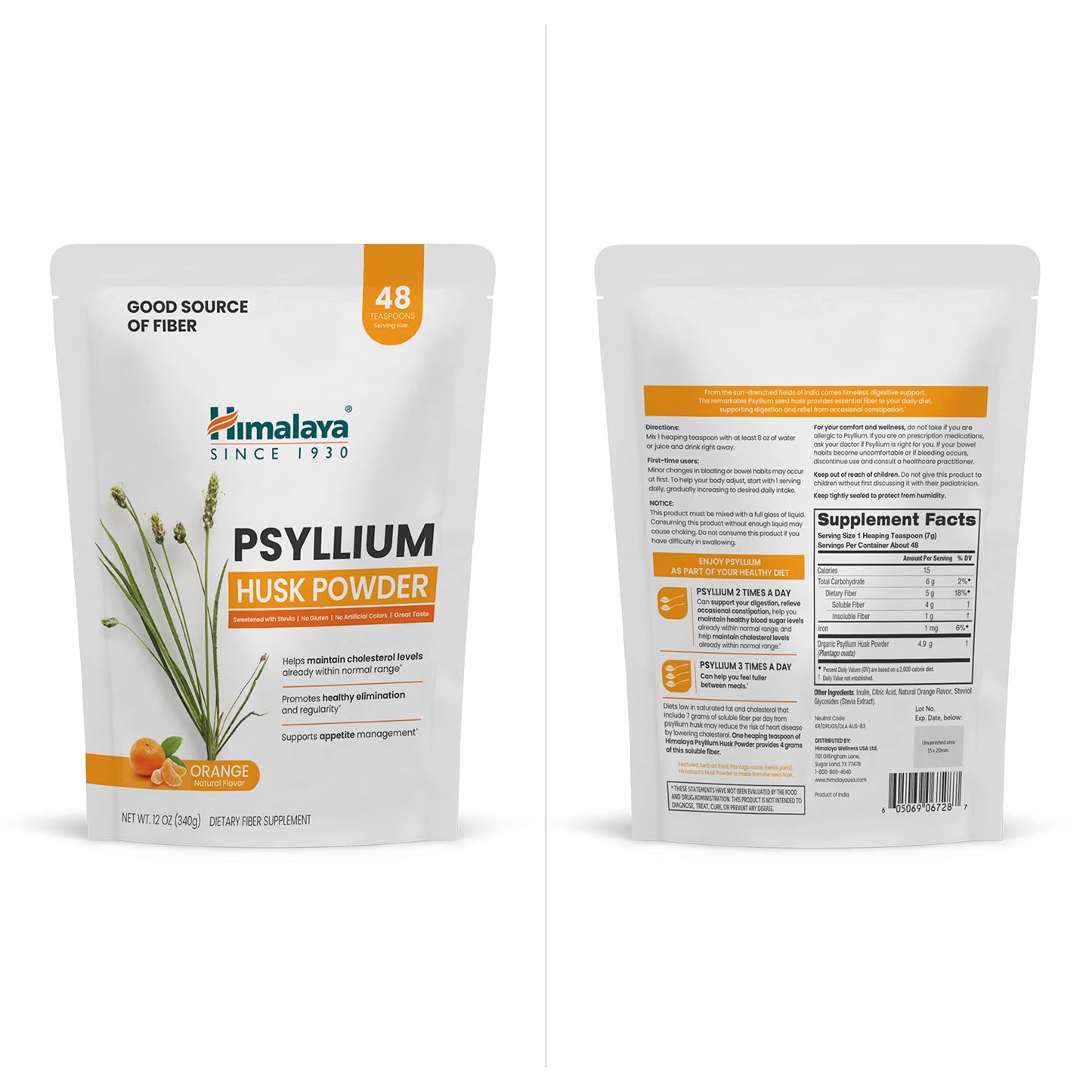 Himalaya Organic Psyllium Whole Husk, Natural Daily Fiber Supplement, Regularity, Appetite Management, USDA Certified Organic, Non-GMO, 56-Tablespoon Supply, Unflavored, 12 Oz - Nirvana Guru