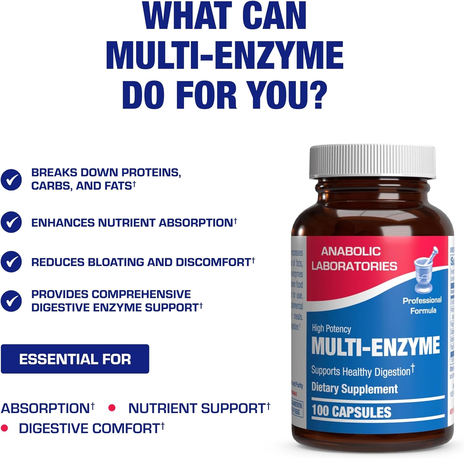 Multi Digestive Enzymes with Ox Bile Supplement - Clinical Strength Digestion Supplement with Pancreatin Pancreatic Enzymes for Protein Carb & Fat Digestive Support & Reduced Stomach Discomfort Nirvana Guru