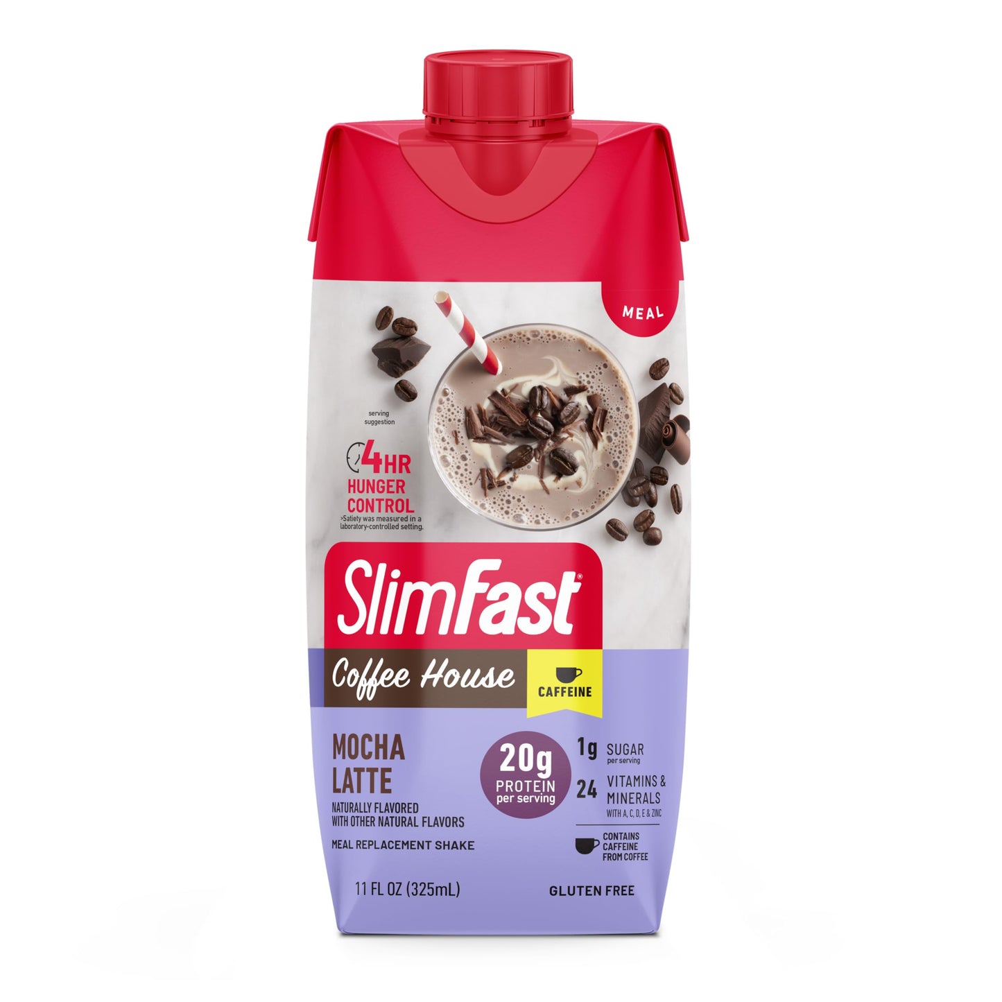 SlimFast Protein Shake with Caffeine, Caramel Macchiato- 20g Protein, Meal Replacement Shakes, High Protein with Low Carb and Low Sugar, 24 Vitamins and Minerals, 12 Count (Pack of 1)