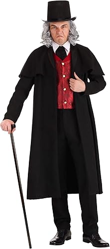 Classic Ebenezer Scrooge Costume for Adults | A Christmas Carol Outfit with Black Coat, Red Vest & Top Hat | Victorian Attire nirvanaguru