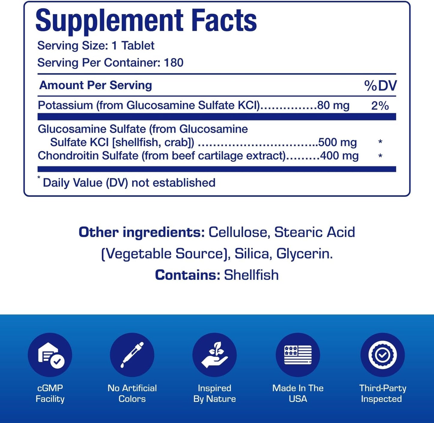 Advanced Glucosamine and Chondroitin for Adults - Clinical Formula Naturally Derived Bone Joint Tendon and Ligament Supplement with High Strength Glucosamine Complex - Up to 180 Day Supply Nirvana Guru
