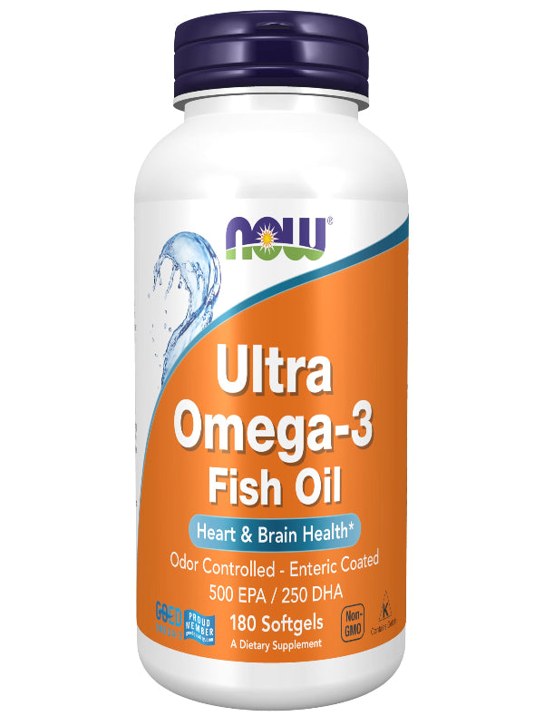 NOW Foods Supplements, Ultra Omega-3 Molecularly Distilled and Enteric Coated, 180 Softgels - Nirvana Guru