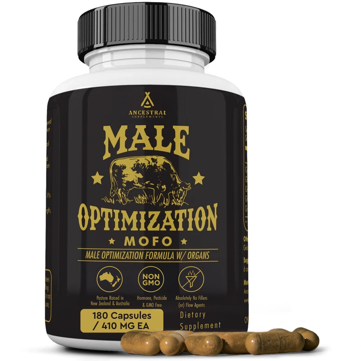 Ancestral Supplements Grass Fed Beef Liver 180 Capsules, Supports Energy Production, Detoxification, Digestion, Immunity and Full Body Wellness, Non-GMO, Freeze Dried Liver Health Supplement