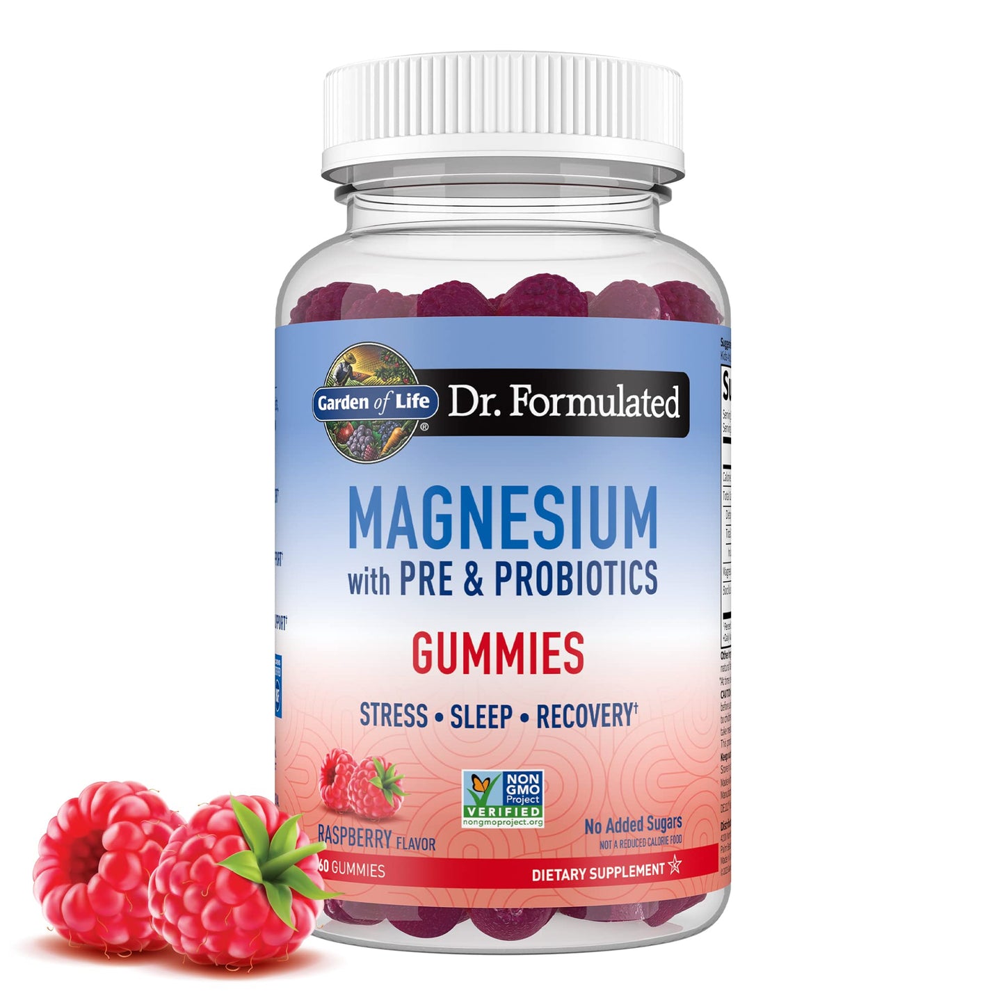 Garden of Life - Dr Formulated Magnesium Citrate Supplement with Prebiotics & Probiotics for Stress, Sleep & Recovery - Vegan, Gluten Free, Kosher, Non-GMO, No Added Sugars – 60 Raspberry Gummies - Nirvana Guru