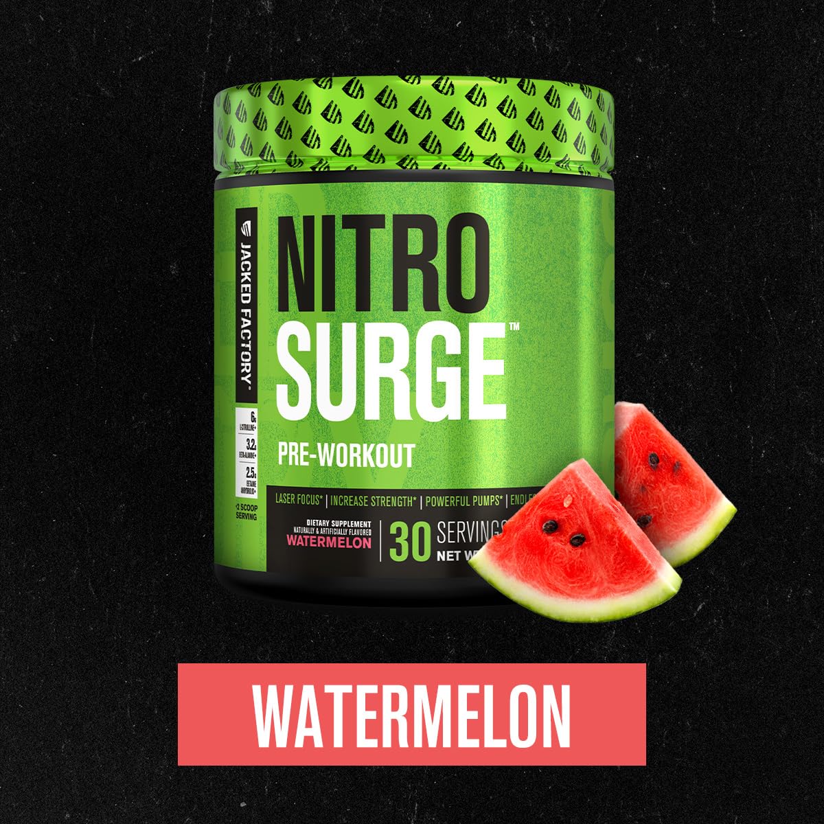 Jacked Factory NITROSURGE Pre Workout Supplement - Energy Booster, Instant Strength Gains, Clear Focus & Intense Pumps - NO Booster & Powerful Preworkout Energy Powder - 30 Servings, Blue Raspberry