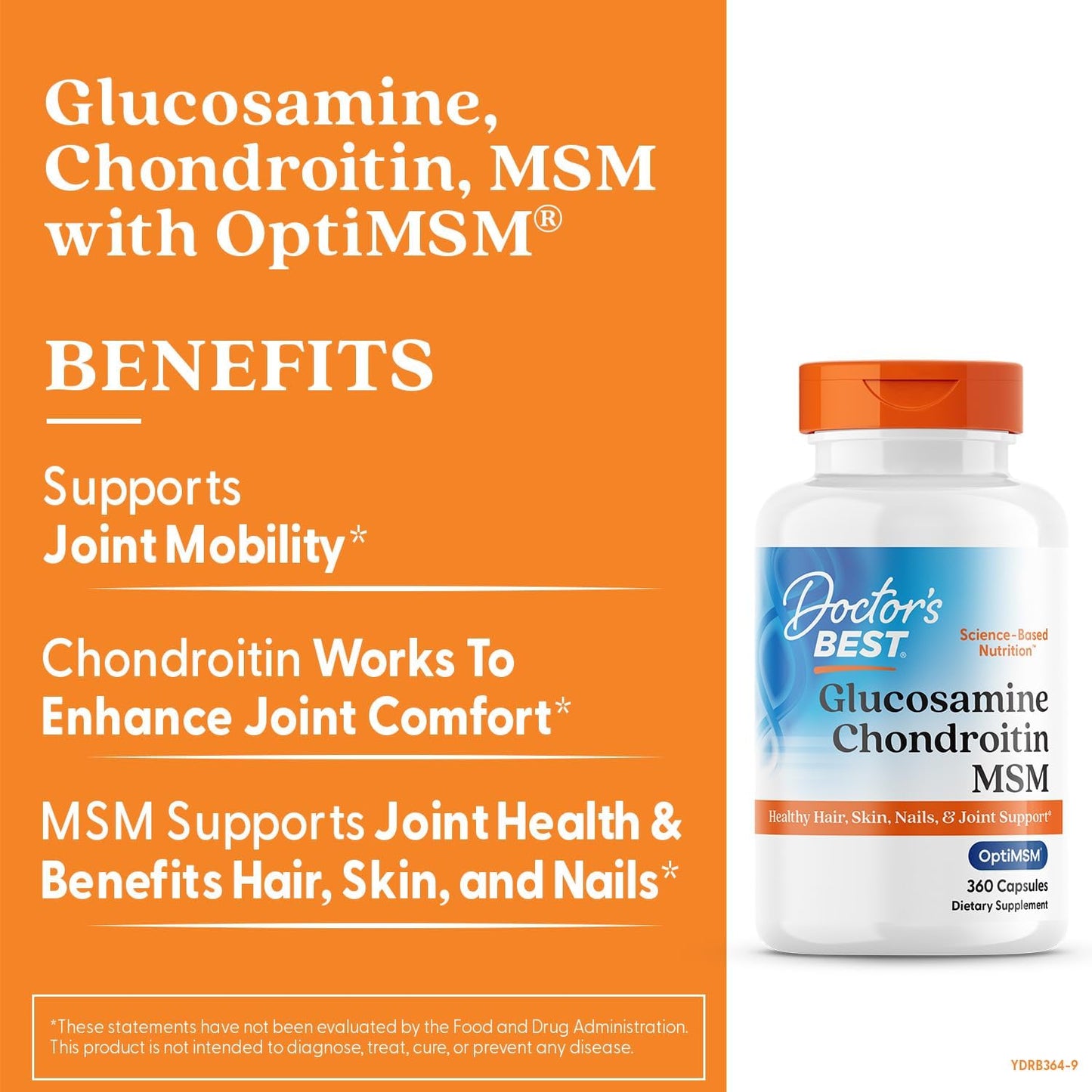 Doctor's Best Glucosamine Chondroitin Msm with OptiMSM Capsules, Joint Support Supplement Supports Healthy Joint Structure, Function & Comfort, Non-GMO, Gluten Free, Soy Free, 360 Count - Nirvana Guru