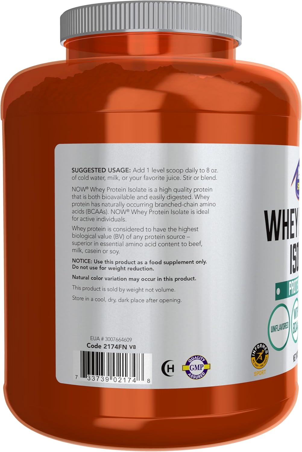 NOW Foods Sports Nutrition, Whey Protein Isolate, 25 g With BCAAs, Unflavored Powder, 5-Pound - Nirvana Guru
