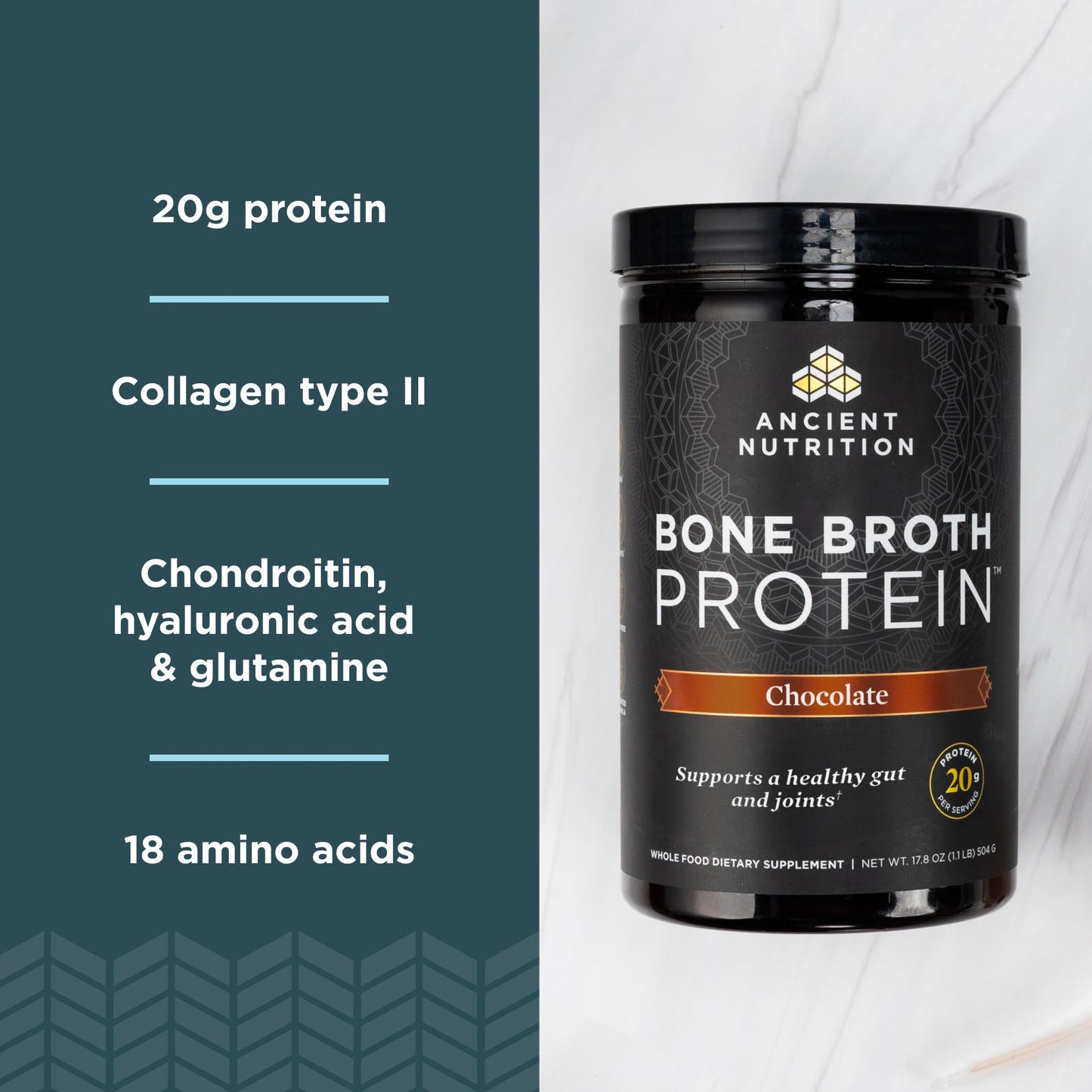 Ancient Nutrition Grass Fed, Cage Free, Bone Broth Protein Powder, 20g Protein, Hydrolyzed Collagen Peptides, Keto & Paleo Friendly, Supports Joint, Gut Health, Vanilla, 40 Servings - Nirvana Guru