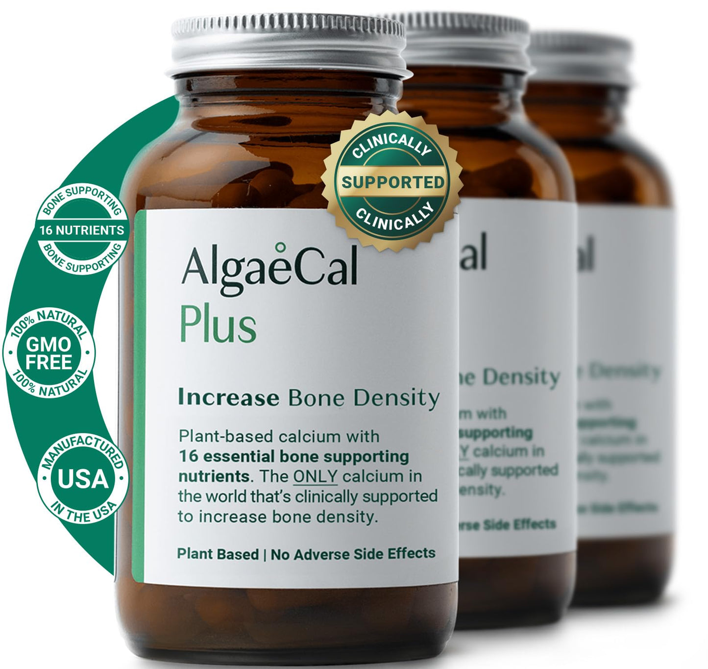 ALGAECAL Organic Red Algae Calcium Supplement for Bone Density, Vitamin K2 MK7 (100mg), Vitamin D3 (1600 IU), Magnesium (350mg) & Trace Minerals & Strength, Easy to Swallow, 120 Veggie Caps Nirvana Guru