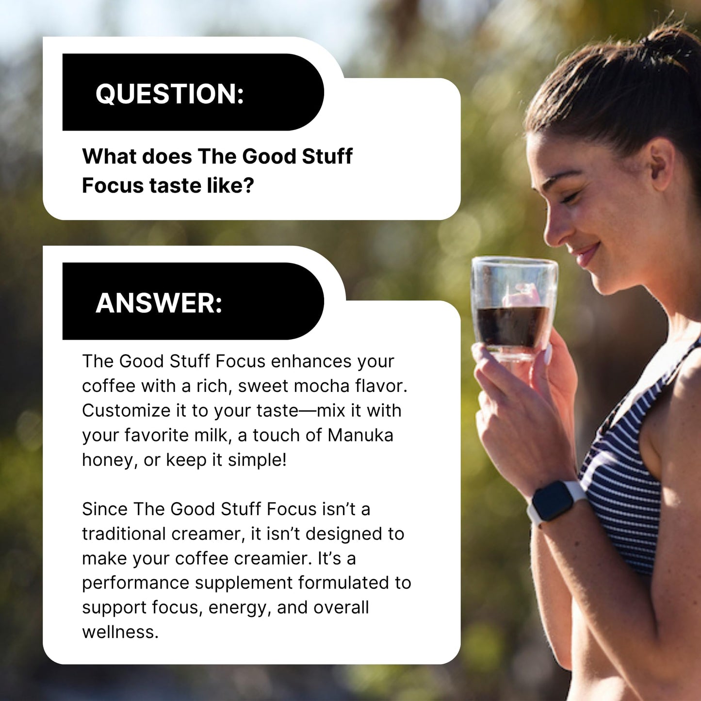 For Wellness The Good Stuff™ Focus Blend (30 Servings Pouch), Non-Dairy Coffee Supplement – Stimulates Cognitive Function & Mental Clarity