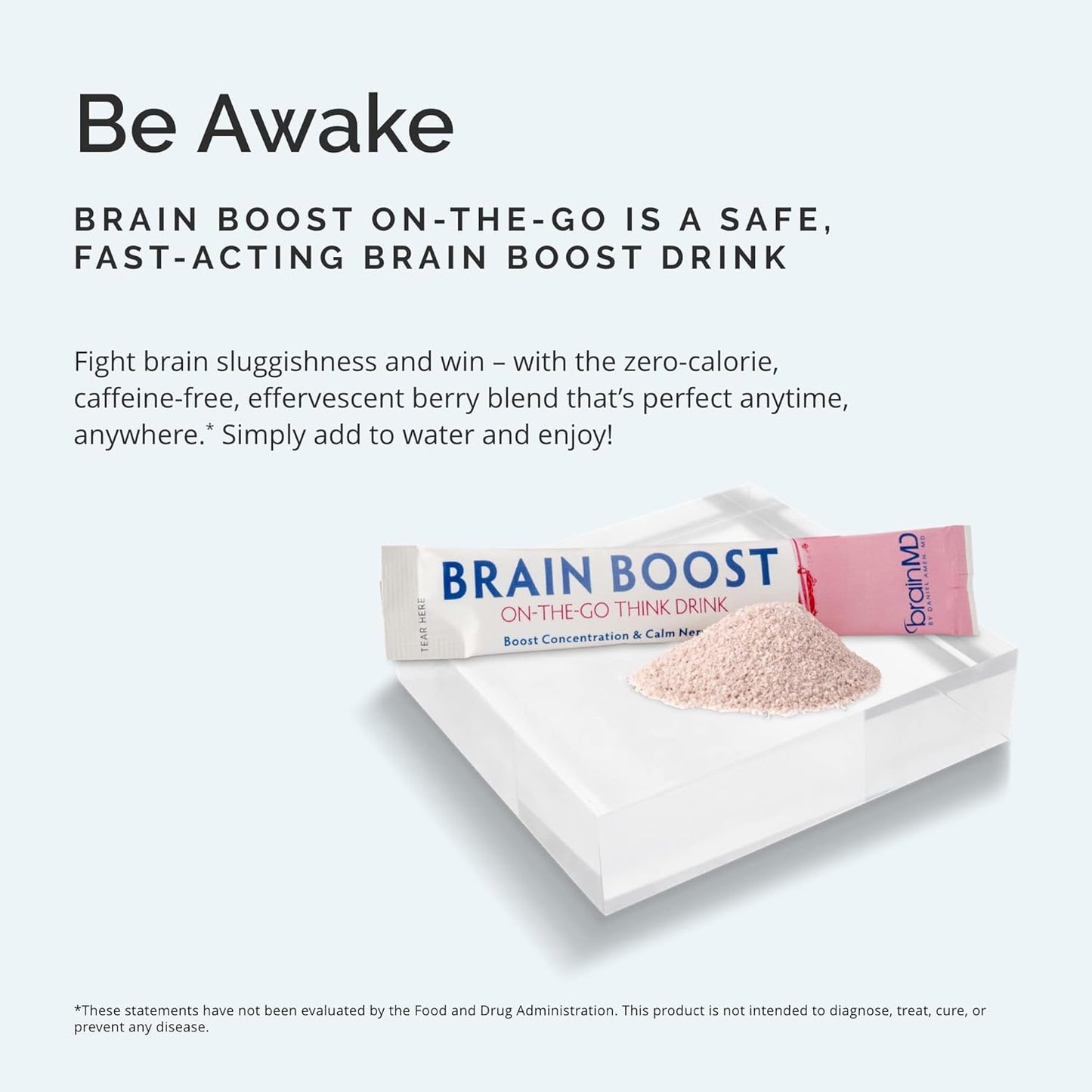 BRAINMD Dr Amen Brain Boost On The Go - 10 Packets, Berry Flavor - Nootropic Drink Powder, Promotes Focus, Clarity & Mental Energy - Caffeine Free, Gluten Free - 10 Servings Nirvana Guru