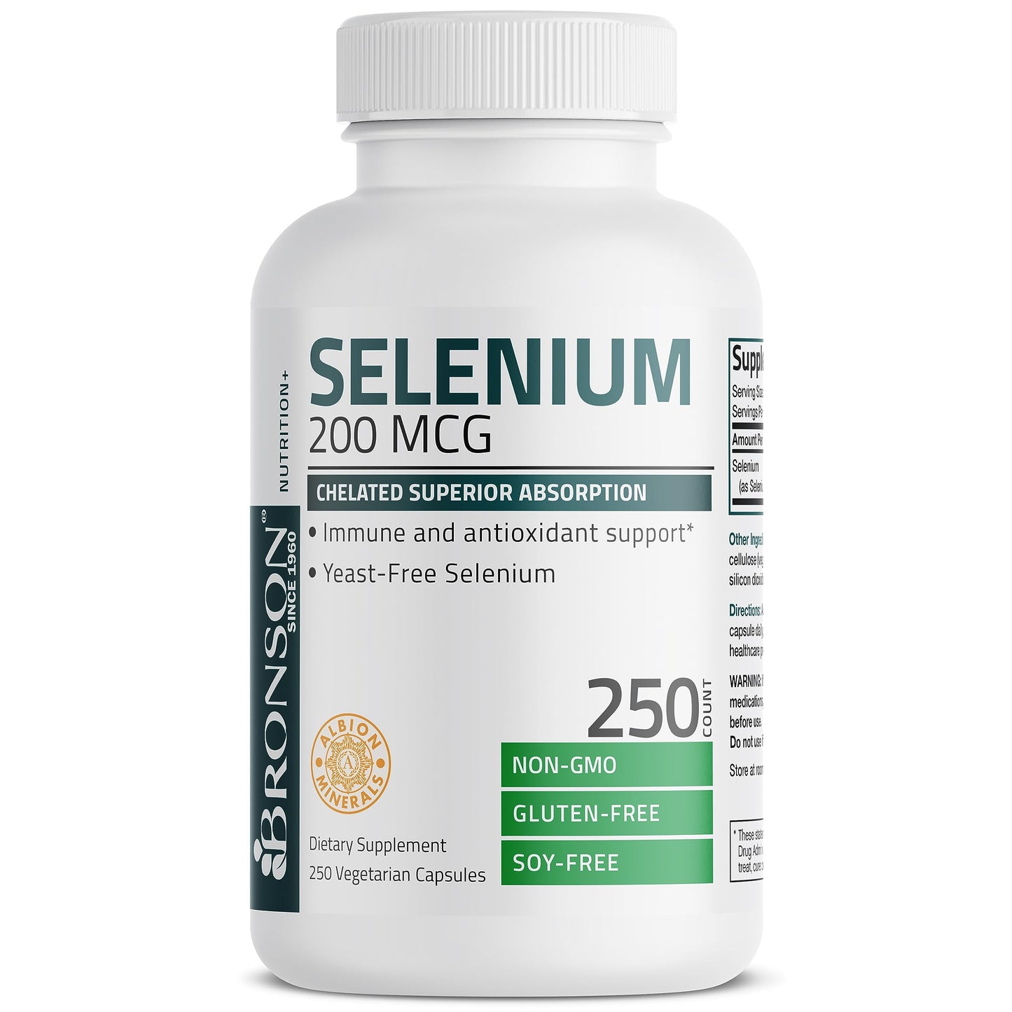 Bronson Selenium 200 mcg – Yeast Free Chelated Amino Acid Complex - Essential Trace Mineral with Superior Absorption, 250 Vegetarian Capsules Nirvana Guru