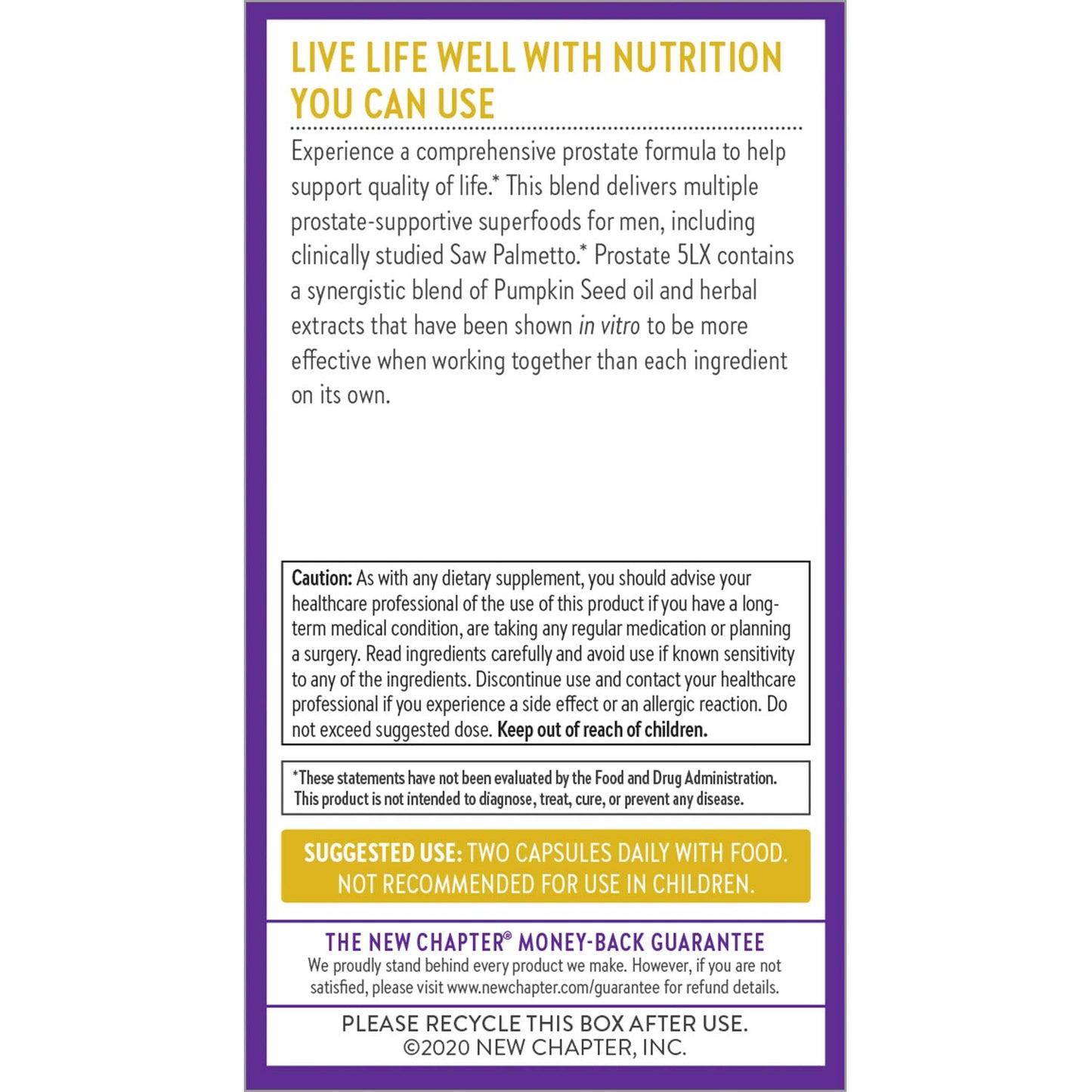 New Chapter Prostate Supplement - Prostate 5LX™ with Clinical Strength Saw Palmetto + Fermented Selenium for Men’s Wellness - 180 ct Vegetarian Capsule - Nirvana Guru