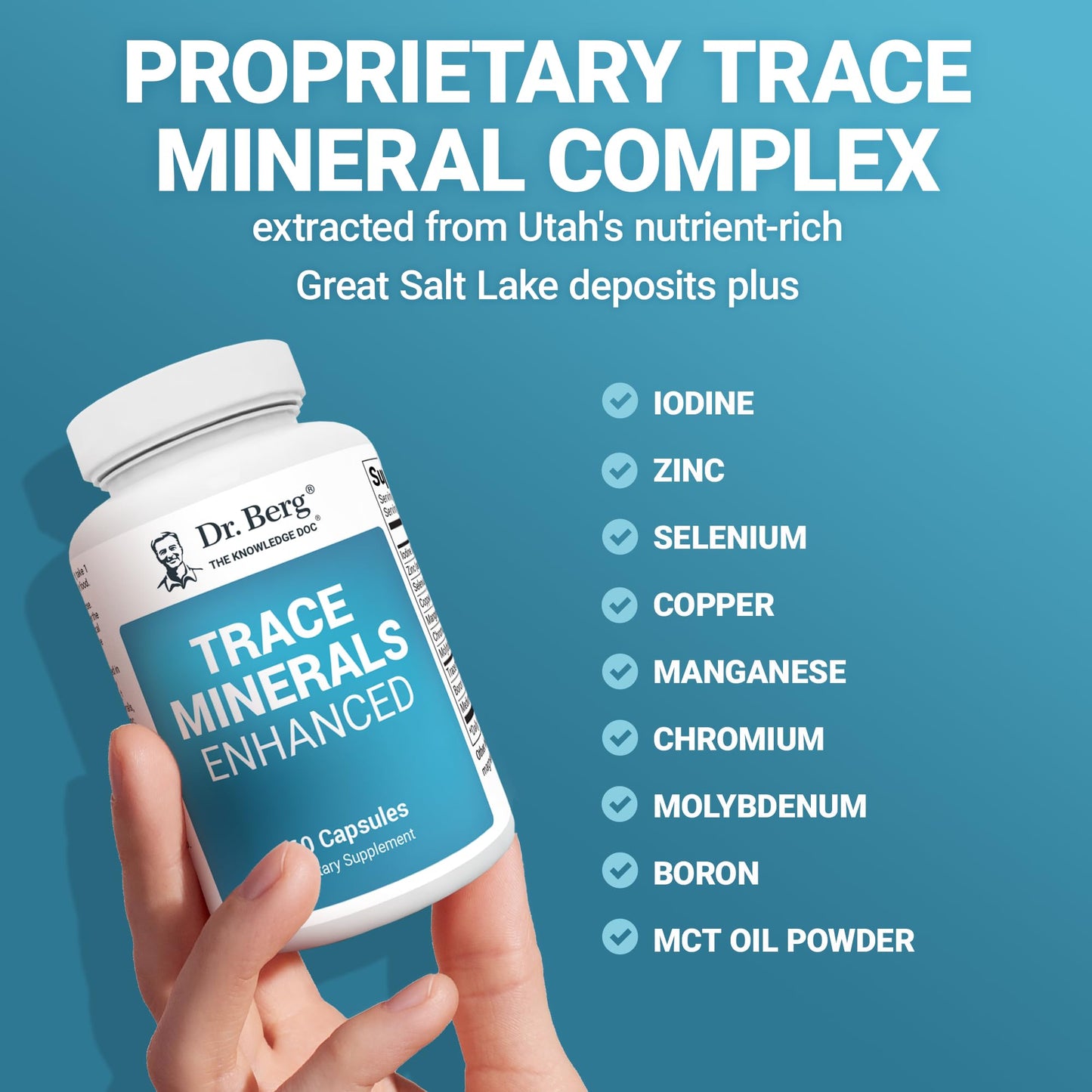 Dr. Berg Trace Minerals Enhanced Complex - Complete with 70+ Minerals Including 10 mg of Zinc - Dietary Supplement - 60 Capsules - Nirvana Guru