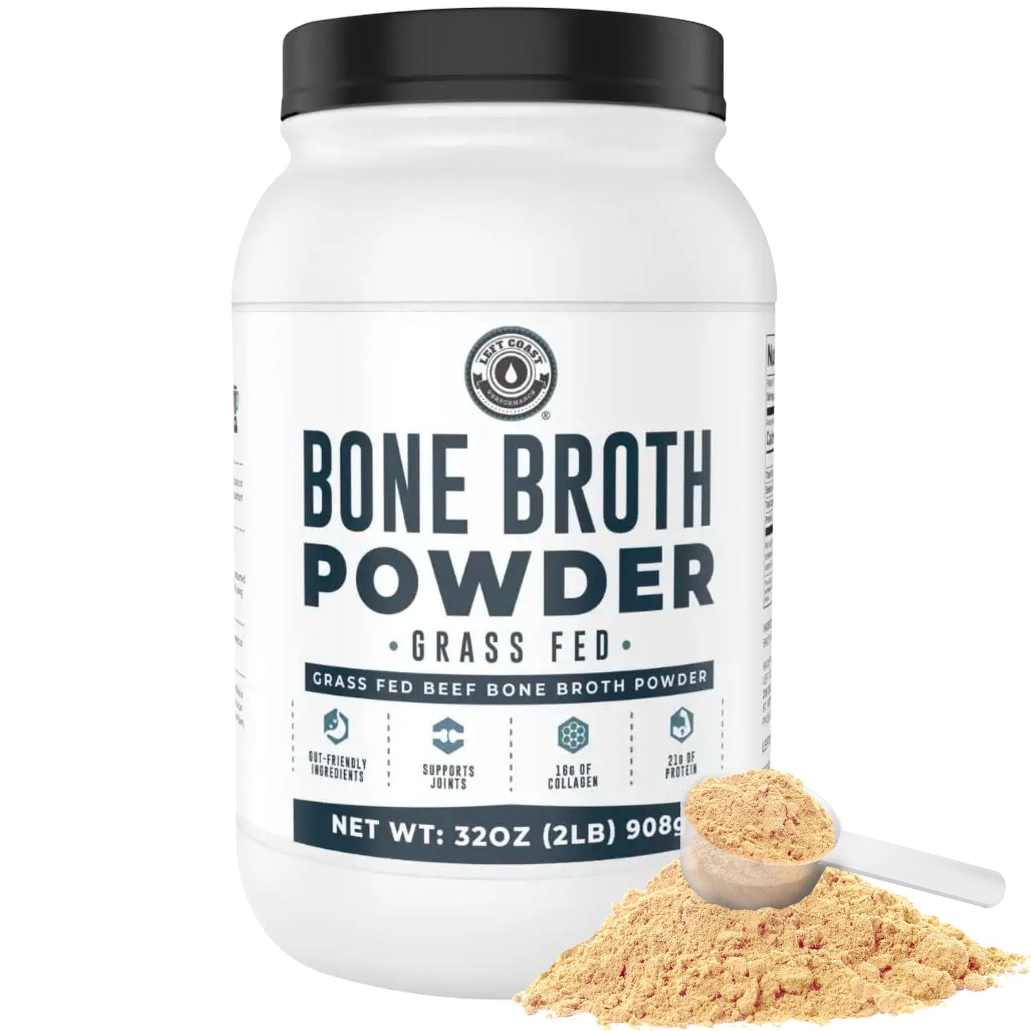 Bone Broth Protein Powder, Chocolate, Grass Fed 2lbs, 42 servings 16g protein, 13g Collagen. Low Carb, 2 net Carb, Dairy Free, Keto Friendly Bone Broth Protein Supplement with Collagen Types I & III - Nirvana Guru