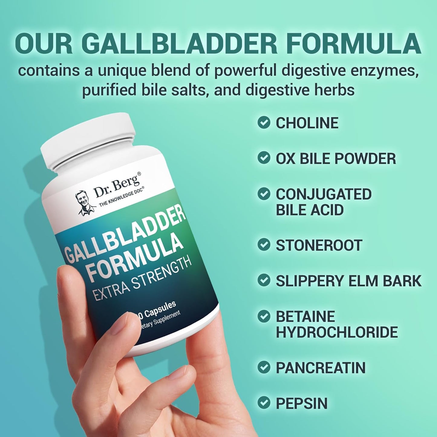 Dr. Berg Gallbladder Formula Extra Strength - with Ox Bile Powder and Conjugated Bile Acid - Digestive Enzymes Proprietary Blend - Full 45-Day Supply - 90 Vegetable Capsules - Nirvana Guru