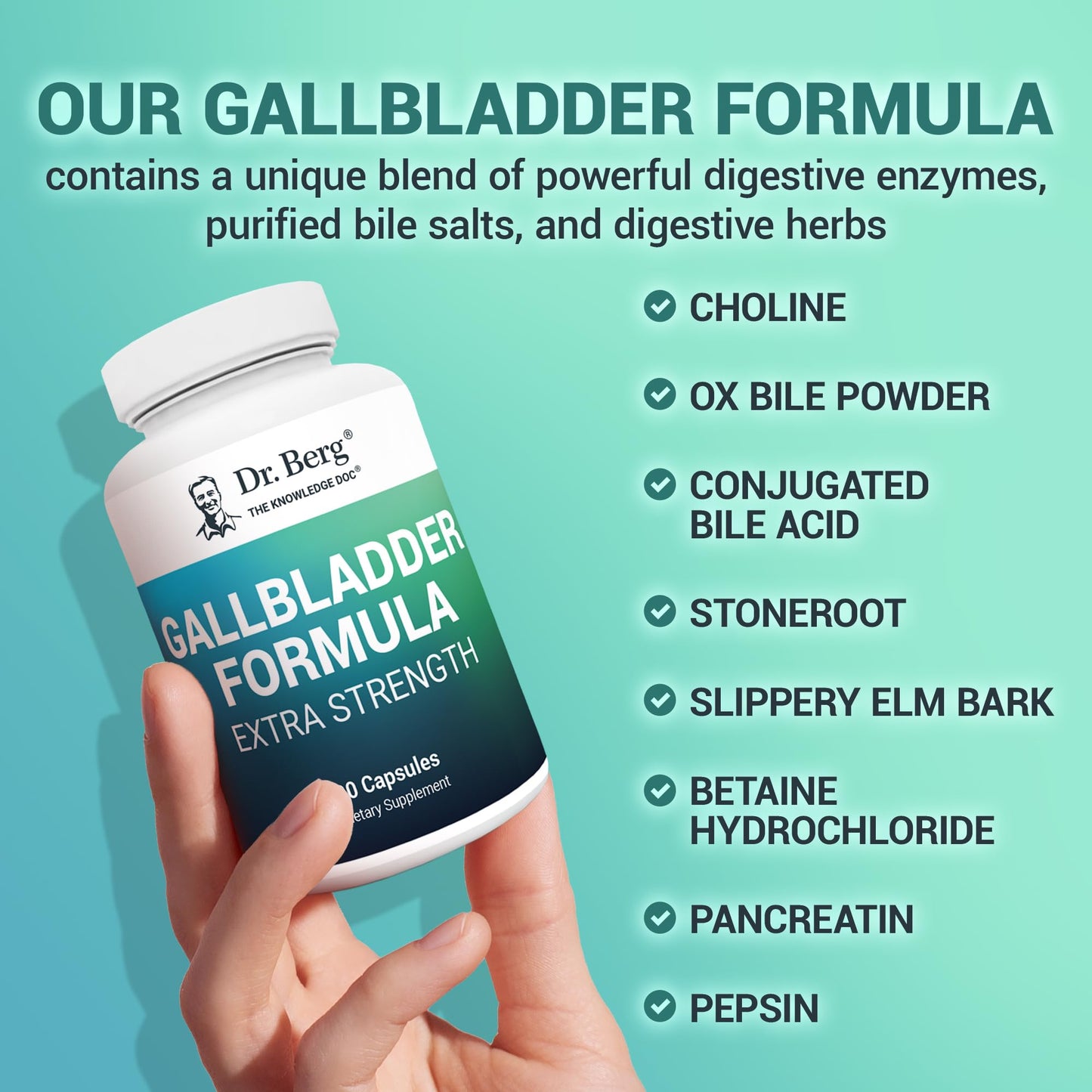 Dr. Berg Gallbladder Formula Extra Strength - with Ox Bile Powder and Conjugated Bile Acid - Digestive Enzymes Proprietary Blend - Full 45-Day Supply - 90 Vegetable Capsules - Nirvana Guru